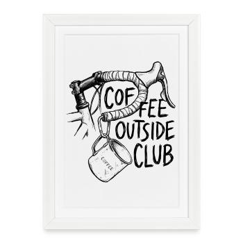 Coffee Outside Club Bike Mug Illustration - Framed poster (27 × 37 cm) - white - Front