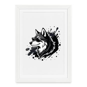 Husky rocker dark glasses - Framed poster (27 × 37 cm) - white - Front
