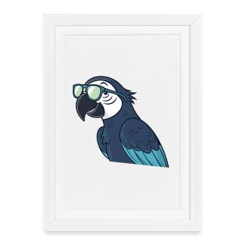 Parrot stylish green glasses - Framed poster (27 × 37 cm) - white - Front