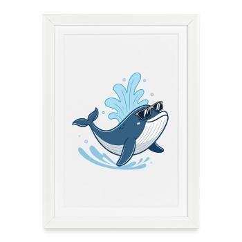 Baleine Soleil Splash - Affiche encadrée (27 × 37 cm) - blanc - Devant