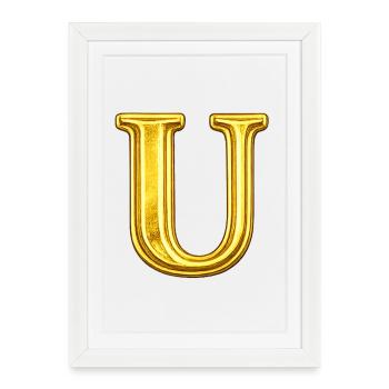 Monogramme Golden U - Affiche encadrée (27 × 37 cm) - blanc - Devant