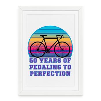 50 Years Pedaling Retro Sunset Road Bike - Framed poster (27 × 37 cm) - white - Front