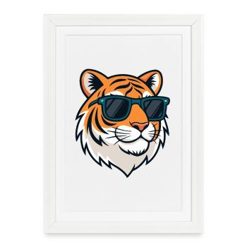 Tiger chic sunglasses - Framed poster (27 × 37 cm) - white - Front