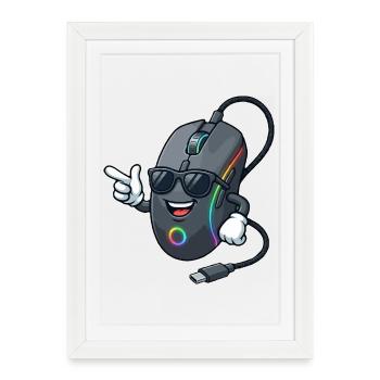 RGB Gaming Mouse Mascot - Framed poster (27 × 37 cm) - white - Front