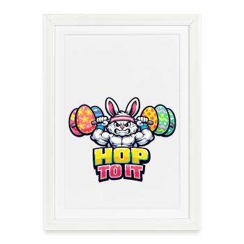 Muscles avec haltères Pumpernickel Easter Gym - Affiche encadrée (27 × 37 cm) - blanc - Devant
