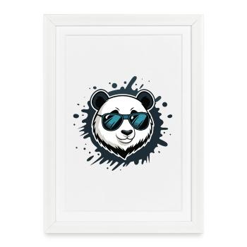 Panda Blue Graffiti Glasses - Framed poster (27 × 37 cm) - white - Front