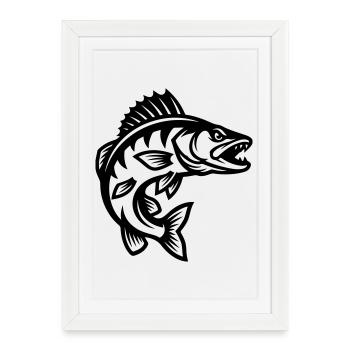 Brochet - Affiche encadrée (27 × 37 cm) - blanc - Devant
