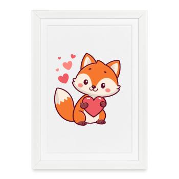 Fox Heart Kawaii - Framed poster (27 × 37 cm) - white - Front