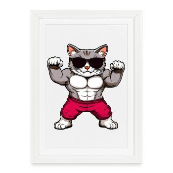 Fitness Cats - Framed poster (27 × 37 cm) - white - Front
