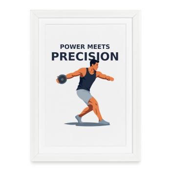 La puissance rencontre la précision - lancer de disque - Affiche encadrée (27 × 37 cm) - blanc - Devant