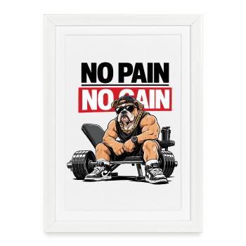 Pouvoir de salle de sport du Bulldog No Pain - Affiche encadrée (27 × 37 cm) - blanc - Devant