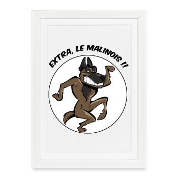 Extra, le malinois ! - Affiche encadrée (27 × 37 cm) - blanc - Devant