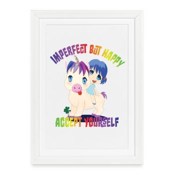 Unicorn Self Acceptance Cartoon - Framed poster (27 × 37 cm) - white - Front