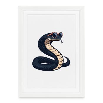 Cobra chic lunettes soleil - Affiche encadrée (27 × 37 cm) - blanc - Devant