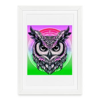 hibou - Affiche encadrée (27 × 37 cm) - blanc - Devant