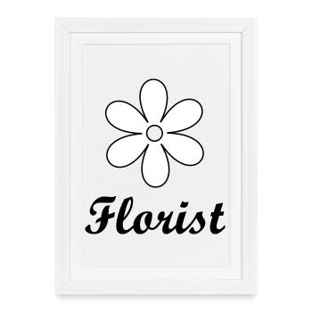 Artisan fleuriste logo floral épuré - Affiche encadrée (27 × 37 cm) - blanc - Devant