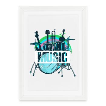Vibrant Drum Set Splash - Framed poster (27 × 37 cm) - white - Front