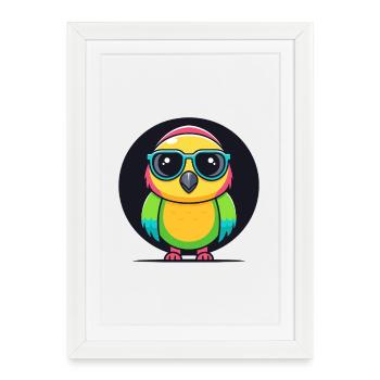 Rainbow Parakeet Glasses - Framed poster (27 × 37 cm) - white - Front