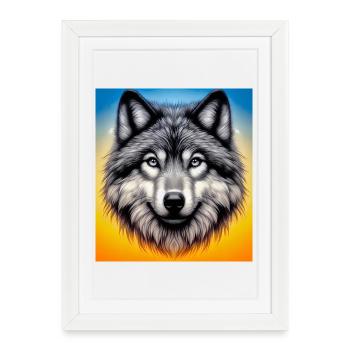 Loup - Affiche encadrée (27 × 37 cm) - blanc - Devant