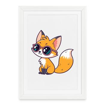 Fox Cub Glam Cool Glasses - Framed poster (27 × 37 cm) - white - Front