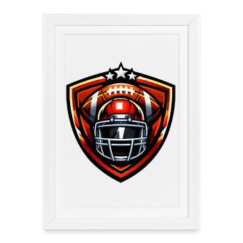Football Helm Shield Emblem - Gerahmtes Poster (27 × 37 cm) - Weiß - Vorne