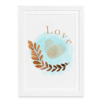 Conception d’empreintes digitales en forme de cœur d’amour - Affiche encadrée (27 × 37 cm) - blanc - Devant