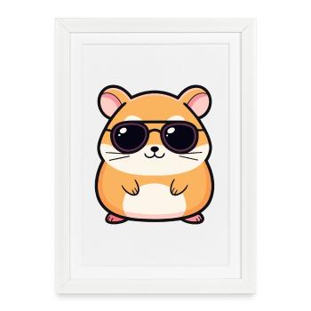 Chic hamster dark glasses - Framed poster (27 × 37 cm) - white - Front
