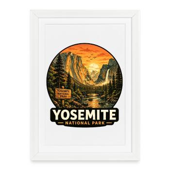 Parc national de Yosemite Sunset California Sierra - Affiche encadrée (27 × 37 cm) - blanc - Devant