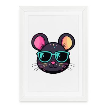 Mouse chic turquoise glasses - Framed poster (27 × 37 cm) - white - Front