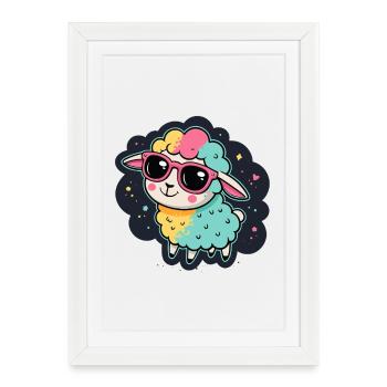 Cosmic Sheep Pink Glasses - Framed poster (27 × 37 cm) - white - Front