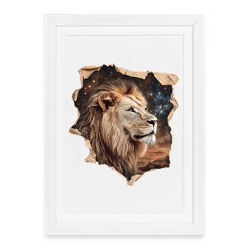 Ciel étoilé Lion - Affiche encadrée (27 × 37 cm) - blanc - Devant