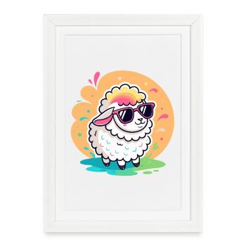 Trendy Sheep Sunglasses - Framed poster (27 × 37 cm) - white - Front