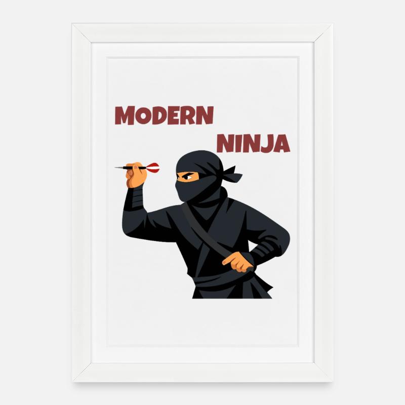 Moderne Ninja Dart Wurfkunst - Gerahmtes Poster (27 × 37 cm) - Weiß
