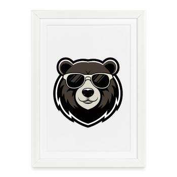 Urban Bear Dark Glasses - Framed poster (27 × 37 cm) - white - Front