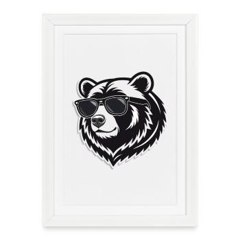 Ours Noir Lunettes Soleil - Affiche encadrée (27 × 37 cm) - blanc - Devant