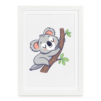 Koala rêveur sur branche - Affiche encadrée (27 × 37 cm) - blanc - Devant