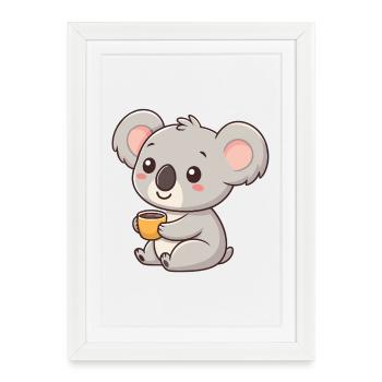 Koala on a coffee break - Framed poster (27 × 37 cm) - white - Front