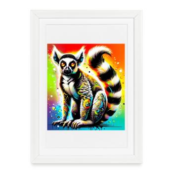 Lémurien - Affiche encadrée (27 × 37 cm) - blanc - Devant