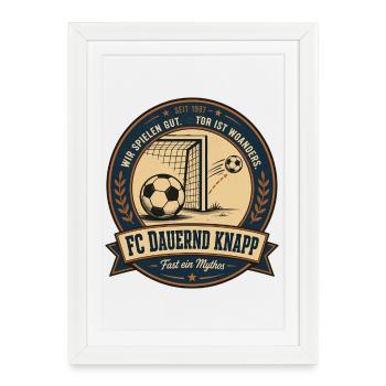 FC Dauernd Knapp - Gerahmtes Poster (27 × 37 cm) - Weiß - Vorne