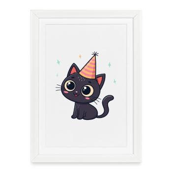 Kitten Party Kawaii Hat - Framed poster (27 × 37 cm) - white - Front