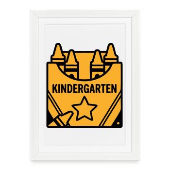 Logo de la maternelle Crayons - Affiche encadrée (27 × 37 cm) - blanc - Devant