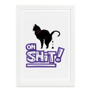 Kat Oh Shit Graffiti Exclamation - Framed poster (27 × 37 cm) - white - Front
