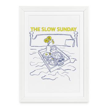 Le Dimanche Lent - Affiche encadrée (27 × 37 cm) - blanc - Devant