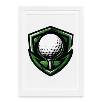 Emblème de la balle de golf du bouclier - Affiche encadrée (27 × 37 cm) - blanc - Devant