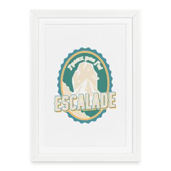 Escalade Vintage Badge Montagne - Affiche encadrée (27 × 37 cm) - blanc - Devant