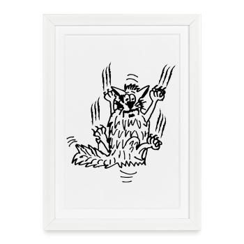 Des griffes de chat drôles serrées - Affiche encadrée (27 × 37 cm) - blanc - Devant