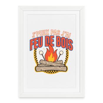 Feu de Bois Campfire Tee - Affiche encadrée (27 × 37 cm) - blanc - Devant
