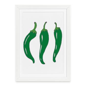 Three green chili peppers - Framed poster (27 × 37 cm) - white - Front