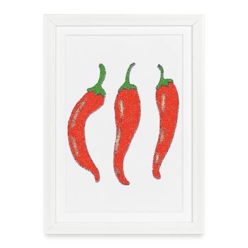 Triple Chili Graphic Impressionism - Framed poster (27 × 37 cm) - white - Front