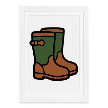 Rubber boots Gardening Muddy weather Rain - Framed poster (27 × 37 cm) - white - Front